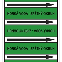 Značení potrubí, horká voda - zpětný okruh